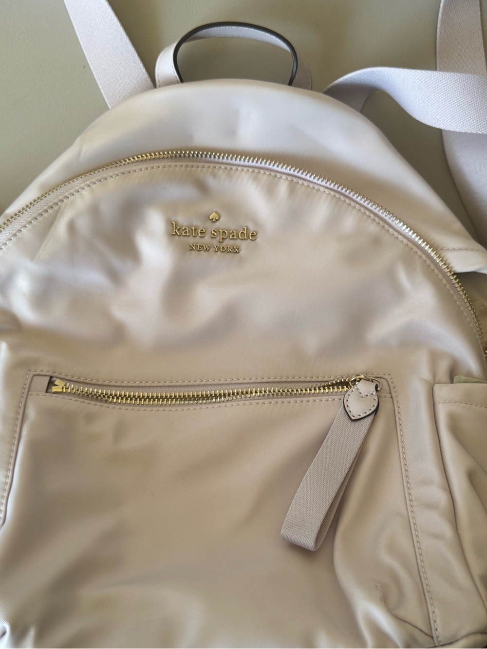kate spade Pale Pink Nylon Backpack with Gold Accents